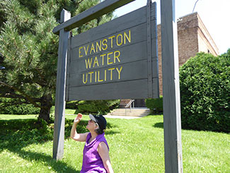 Leadership Evanston director Jennifer Moran at the Evanston Water Utility, one of the highlights on the bus tour.